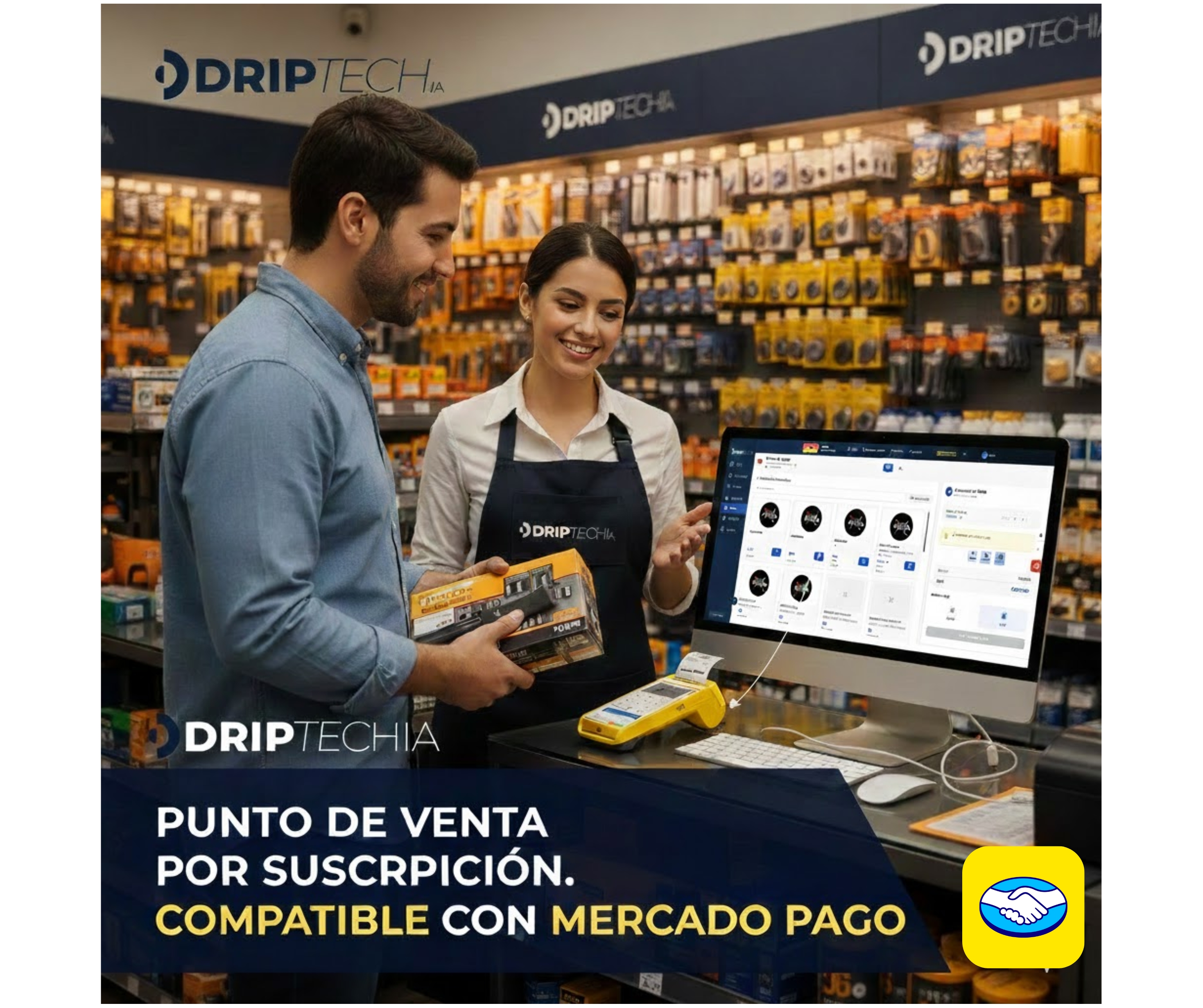 Cliente utilizando el sistema de pagos DripSoft en un entorno comercial activo